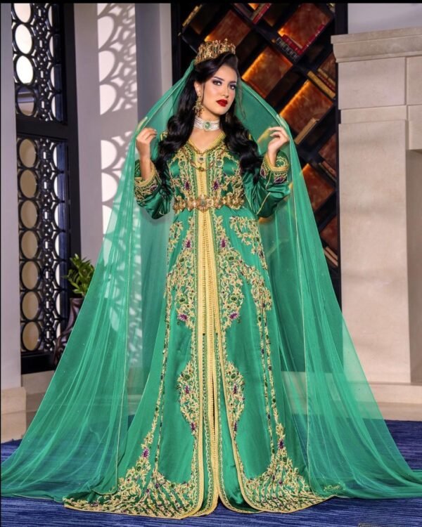 Caftan henné vert KAWTAR